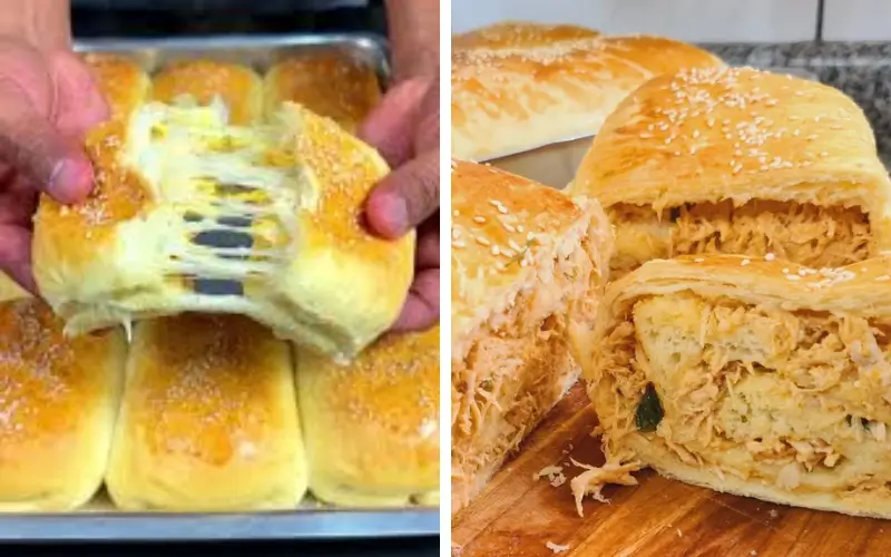 Pão Recheado de Frango e Queijo